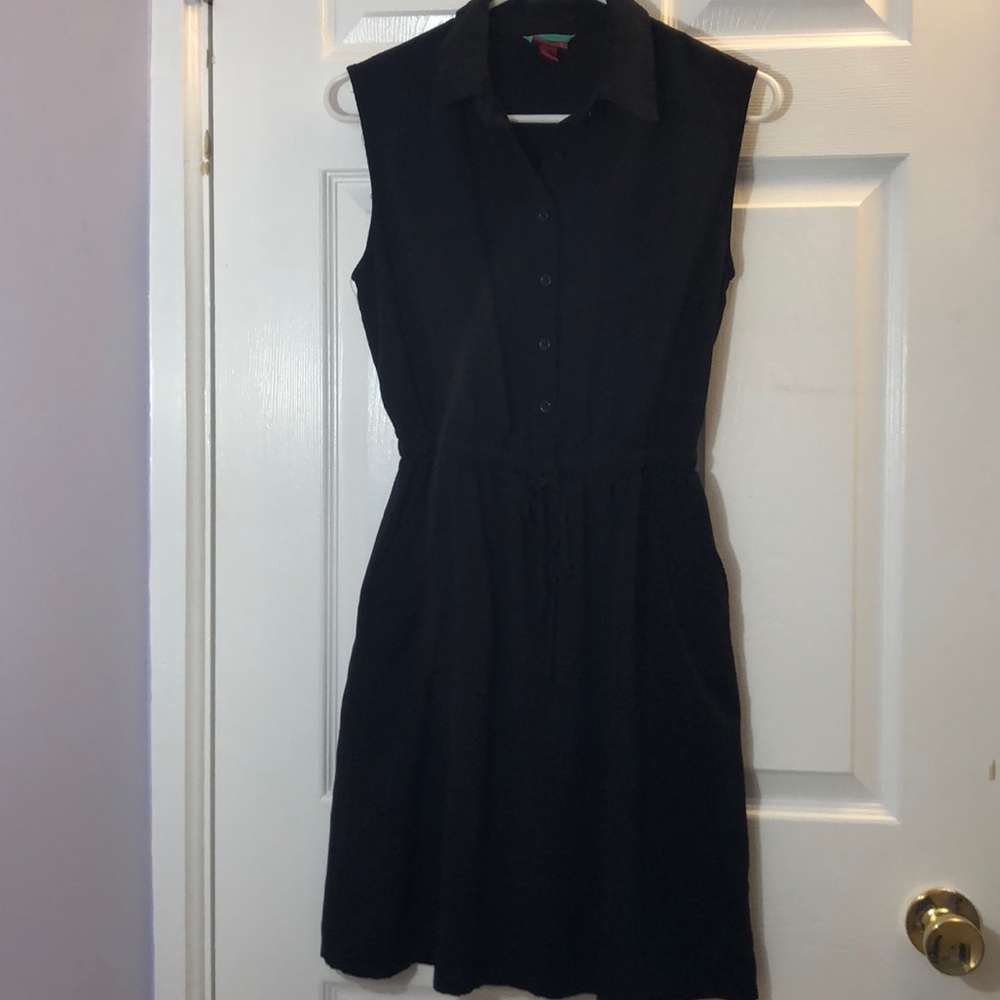Black Drawstring Waist Dress